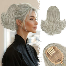 Lockige Graue Ponytail Extensions 25cm Comb Clip in Pferdeschwanz