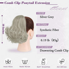 BARSDAR Graue Lockige Ponytail Extensions 25cm