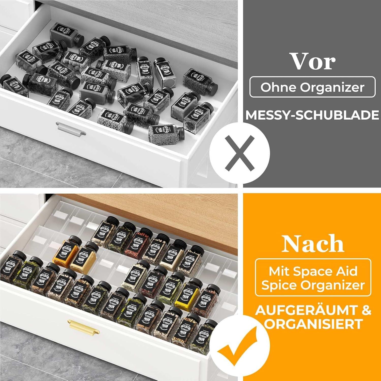 Gewürz Schublade Organizer für Gewürzgläser, 36 Stück Patchworkable Küchen Spice