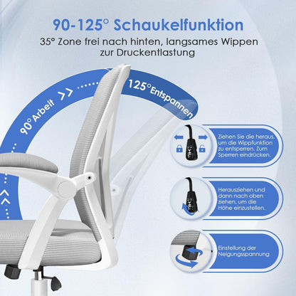 Hinonde Ergonomischer Bürostuhl mit Lendenwirbelstütze Grau