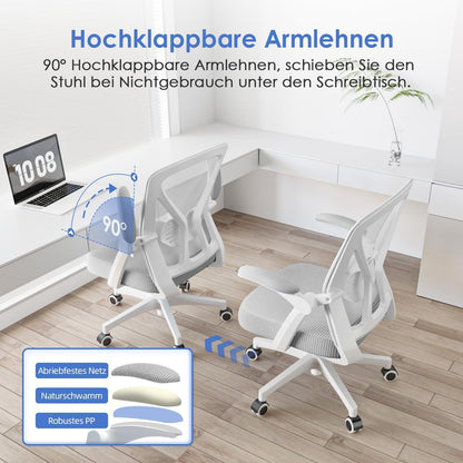 Hinonde Ergonomischer Bürostuhl mit Lendenwirbelstütze Grau