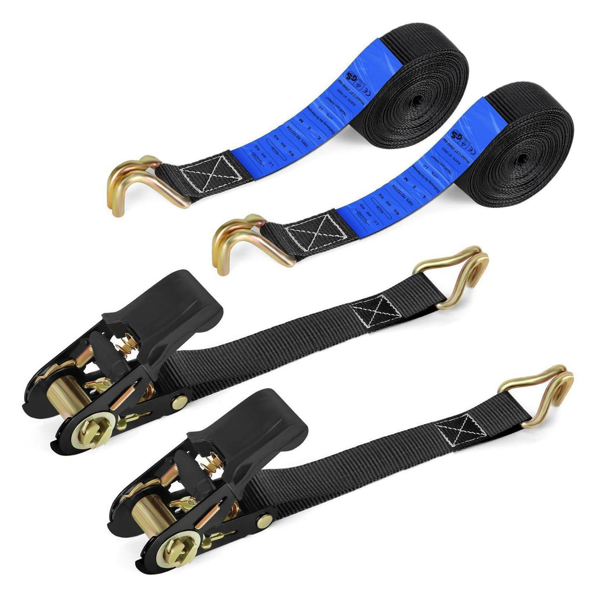Spanngurte 6m mit Ratsche – 2er Set, 800kg, TÜV/GS