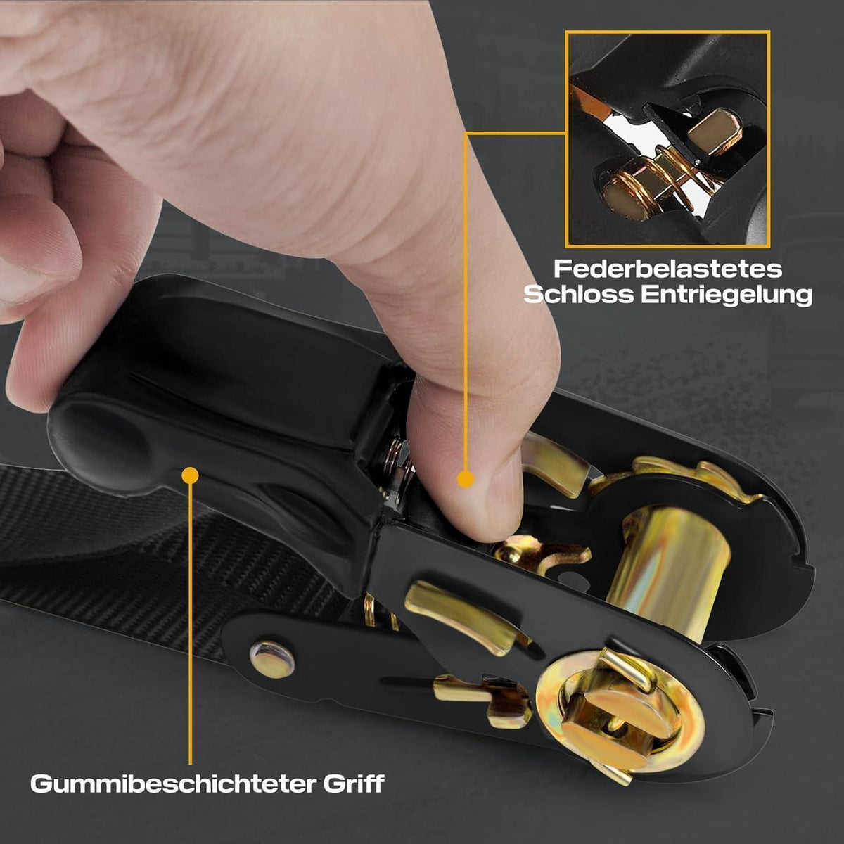 Spanngurte 6m mit Ratsche – 2er Set, 800kg, TÜV/GS