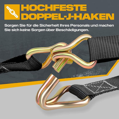 Spanngurte 6m mit Ratsche – 2er Set, 800kg, TÜV/GS