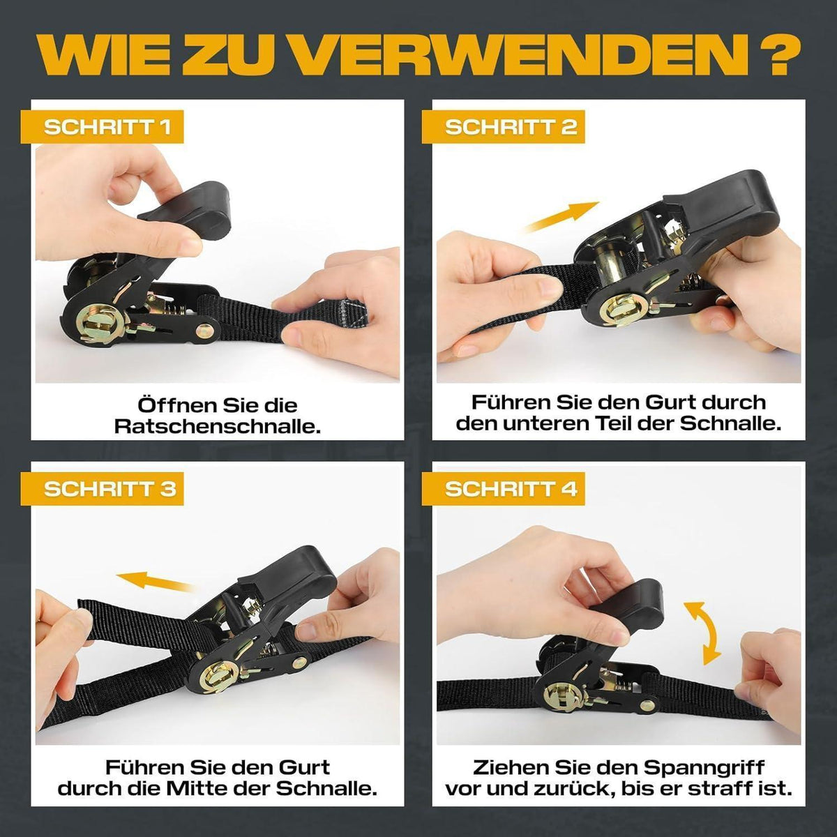 Spanngurte 6m mit Ratsche – 2er Set, 800kg, TÜV/GS