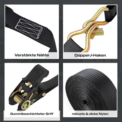 Spanngurte 6m mit Ratsche – 2er Set, 800kg, TÜV/GS