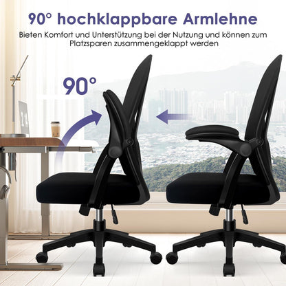 Ergonomischer Bürostuhl mit Einstellbarer Lendenstütze, Schwarz