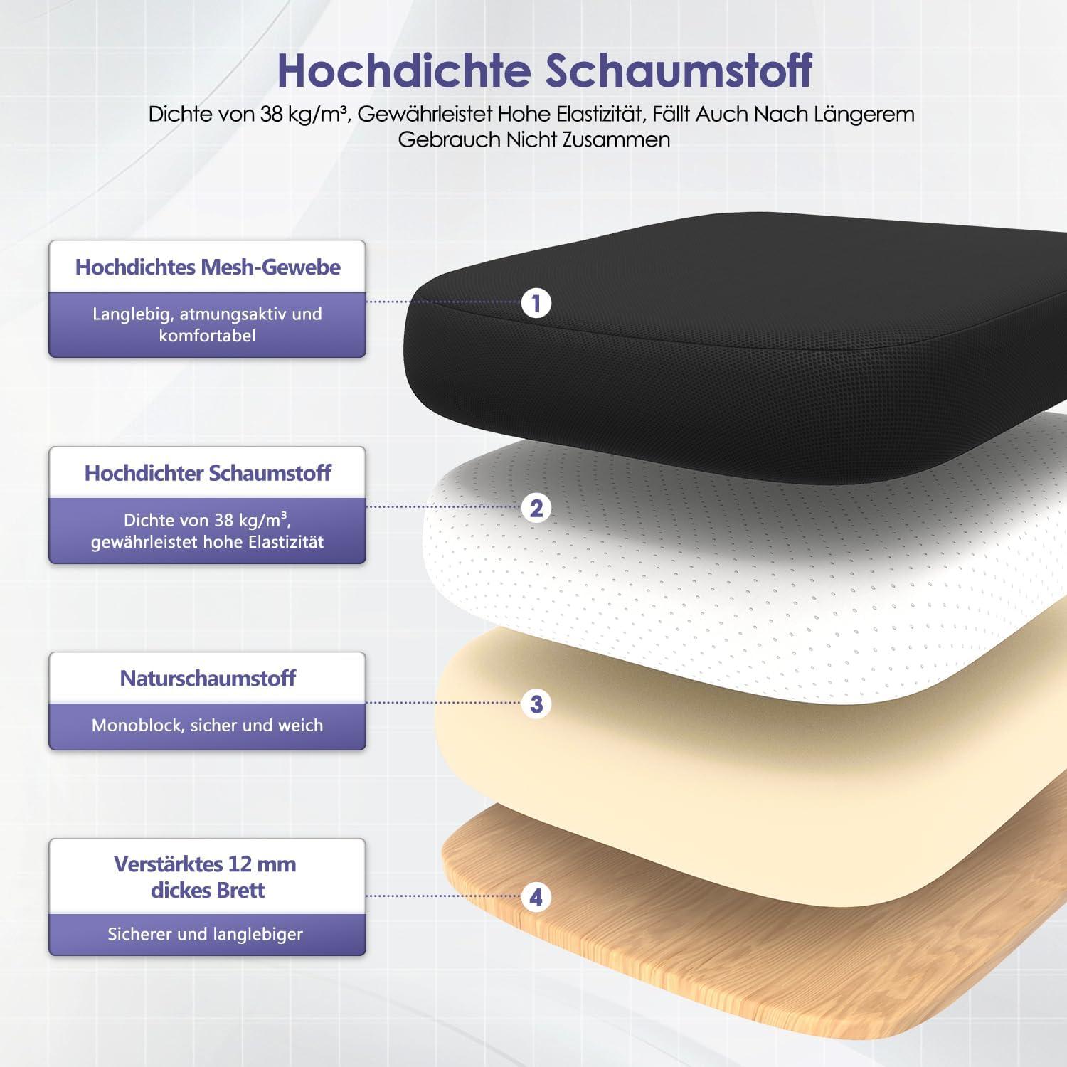 Ergonomischer Bürostuhl Schwarz Lendenstütze Drehstuhl 150kg