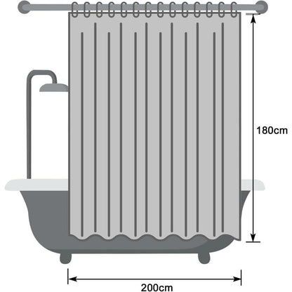 Duschvorhang Stoff 200x180 cm Dunkelgrau Wasserdicht mit Ringen