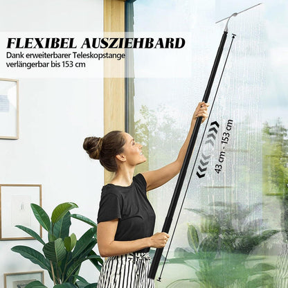 Ausziehbarer Duschabzieher Schwarz Teleskopstange 43-153cm