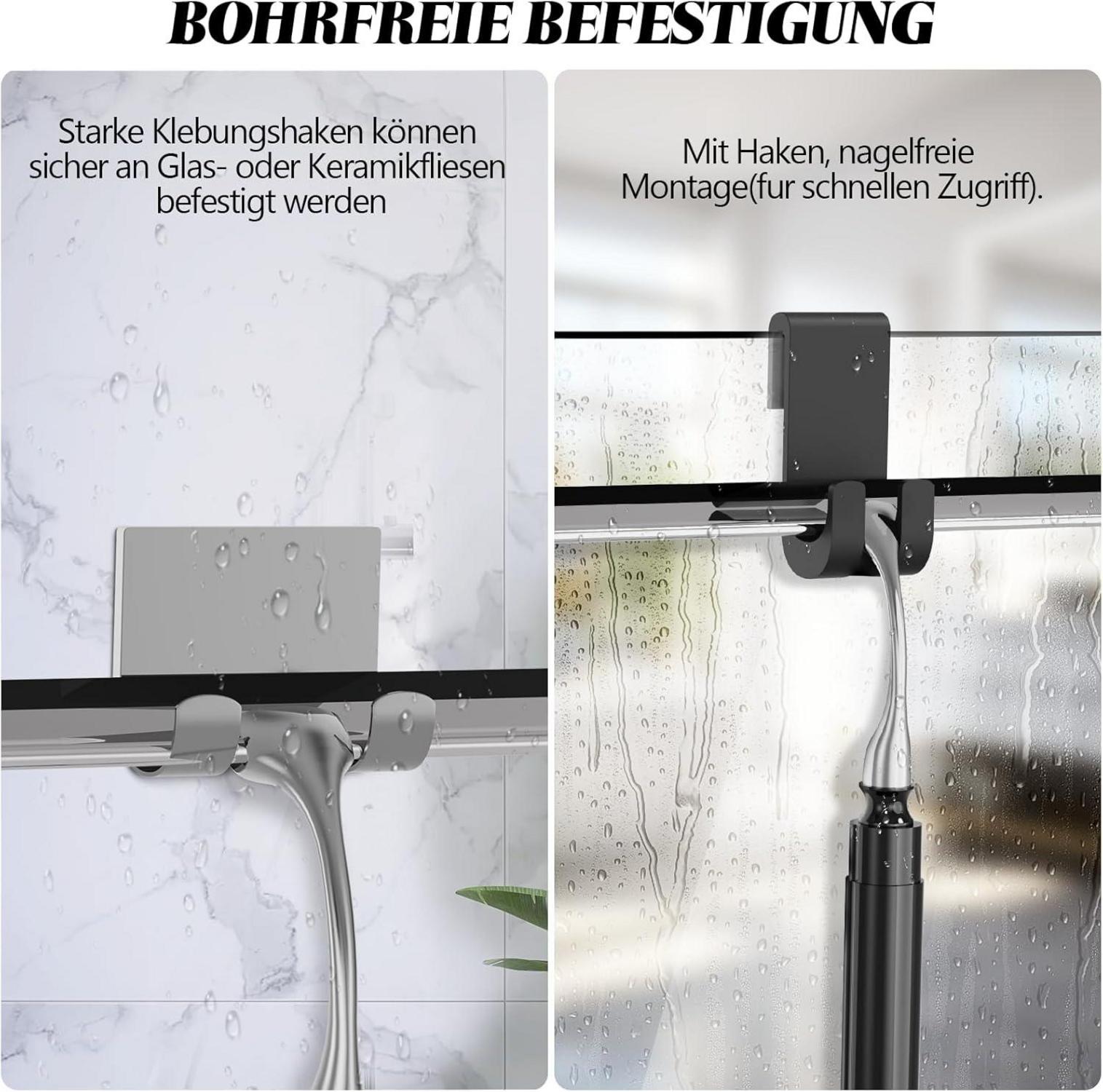Duschabzieher Ausziehbarer Schwarz Teleskopstange 43-153cm Badezimmer