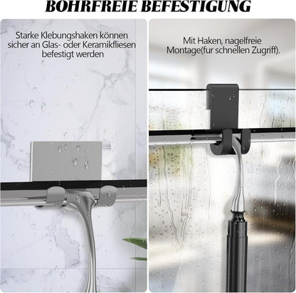 Duschabzieher Ausziehbarer Schwarz Teleskopstange 43-153cm Badezimmer