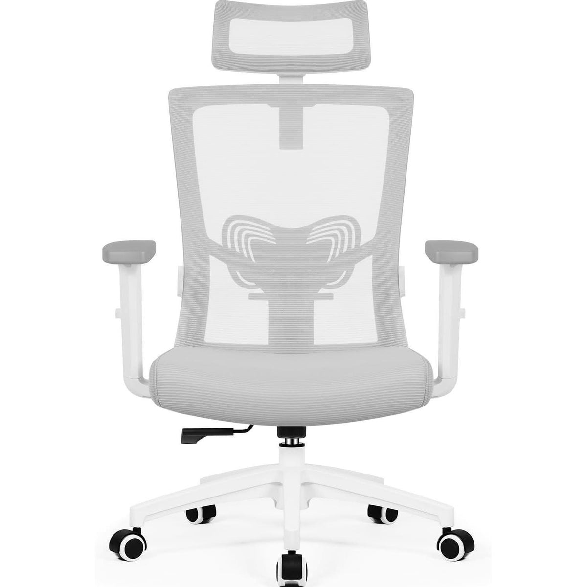 Ergonomischer Bürostuhl mit Kopfstütze und Lendenwirbelstütze Grau