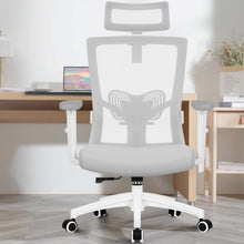 Ergonomischer Bürostuhl mit Kopfstütze und Lendenwirbelstütze Grau