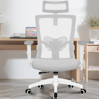 Ergonomischer Bürostuhl mit Kopfstütze und Lendenwirbelstütze Grau