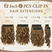 Kurze Wellige Clip in Extensions 30cm Schokobraun Highlights