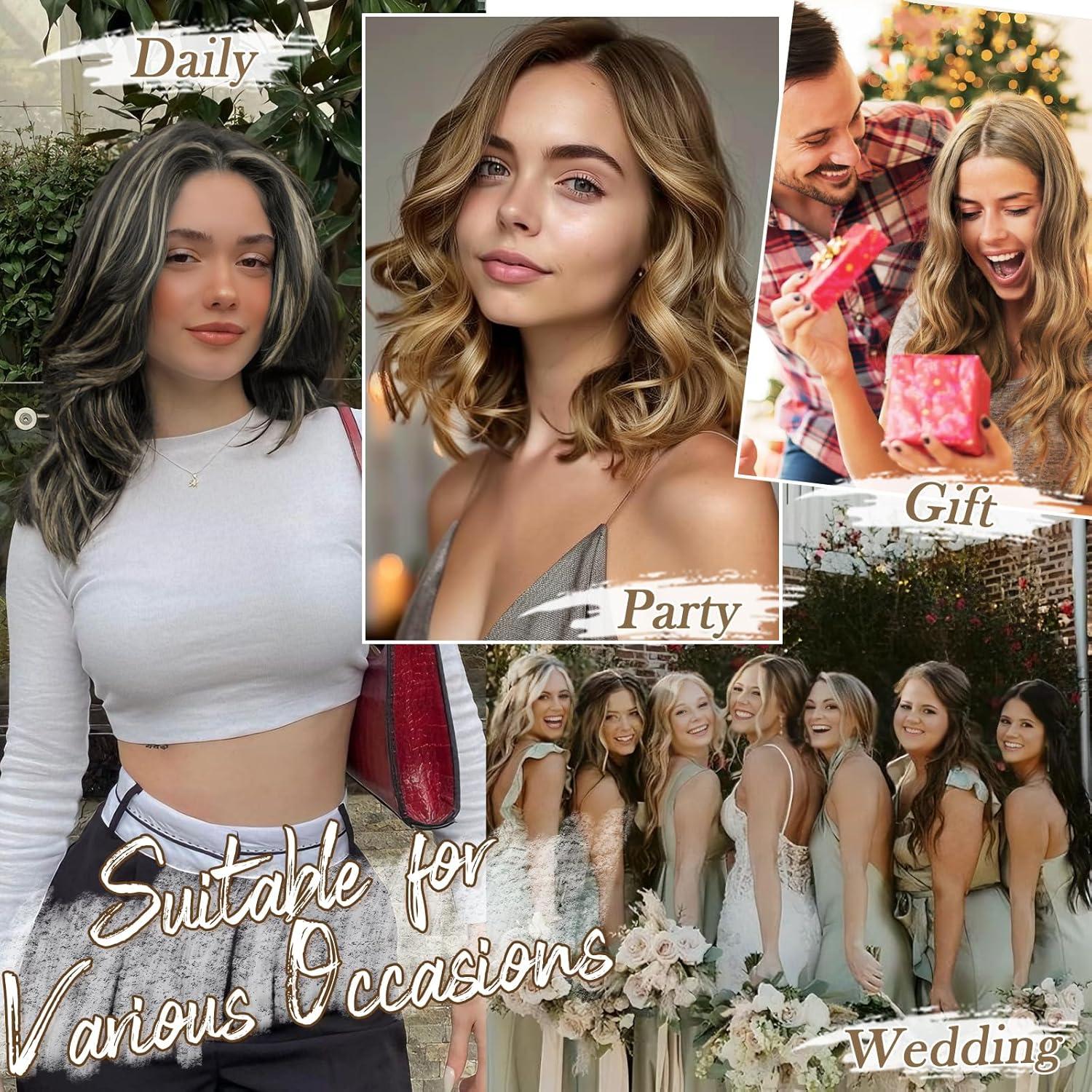 Clip in Extensions 30cm Wellige Highlights Haarverlängerung Schokolade Braun