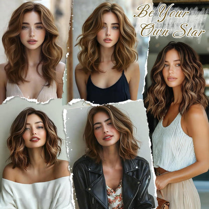 Clip in Extensions 30cm Wellige Highlights Haarverlängerung Schokolade Braun