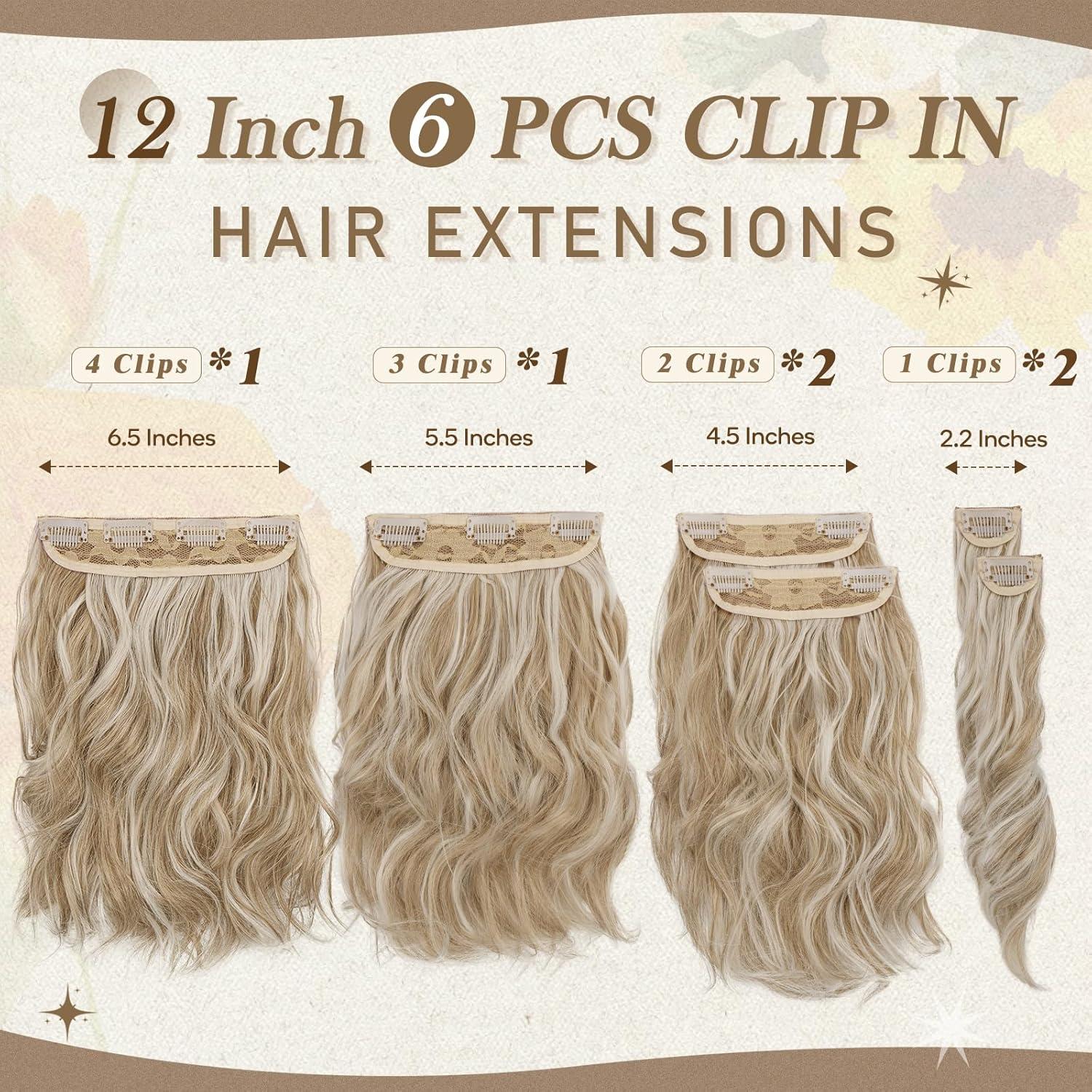 Clip in Haarverlängerung Blond 30cm 6PCs Haarextension