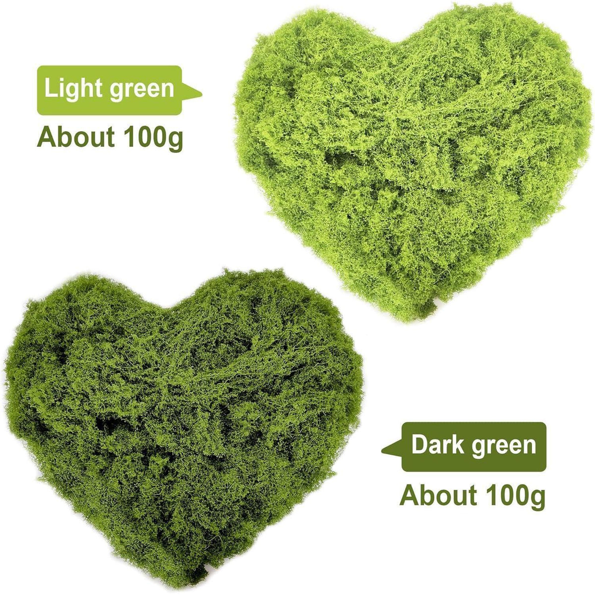 Kunstmoos 200g für Deko & Basteln (Dunkelgrün + Hellgrün)