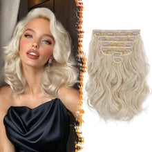 Clip in Extensions Welliges Haarteil 30cm 6PCs Blond Platin