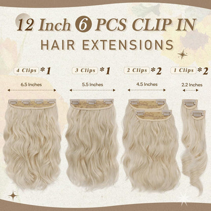 Clip-in Extensions Kurzes Welliges Blond 30cm 6PCs