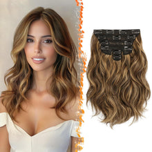 Clip in Extensions 30cm Wellige Haarverlängerung 6PCs Braun mit Honig