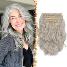Kurze Graue Wellige Clip-in Extensions 30cm 6-teilig