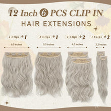 Kurze Wellige Clip-in Extensions 30cm 6PCs Grau
