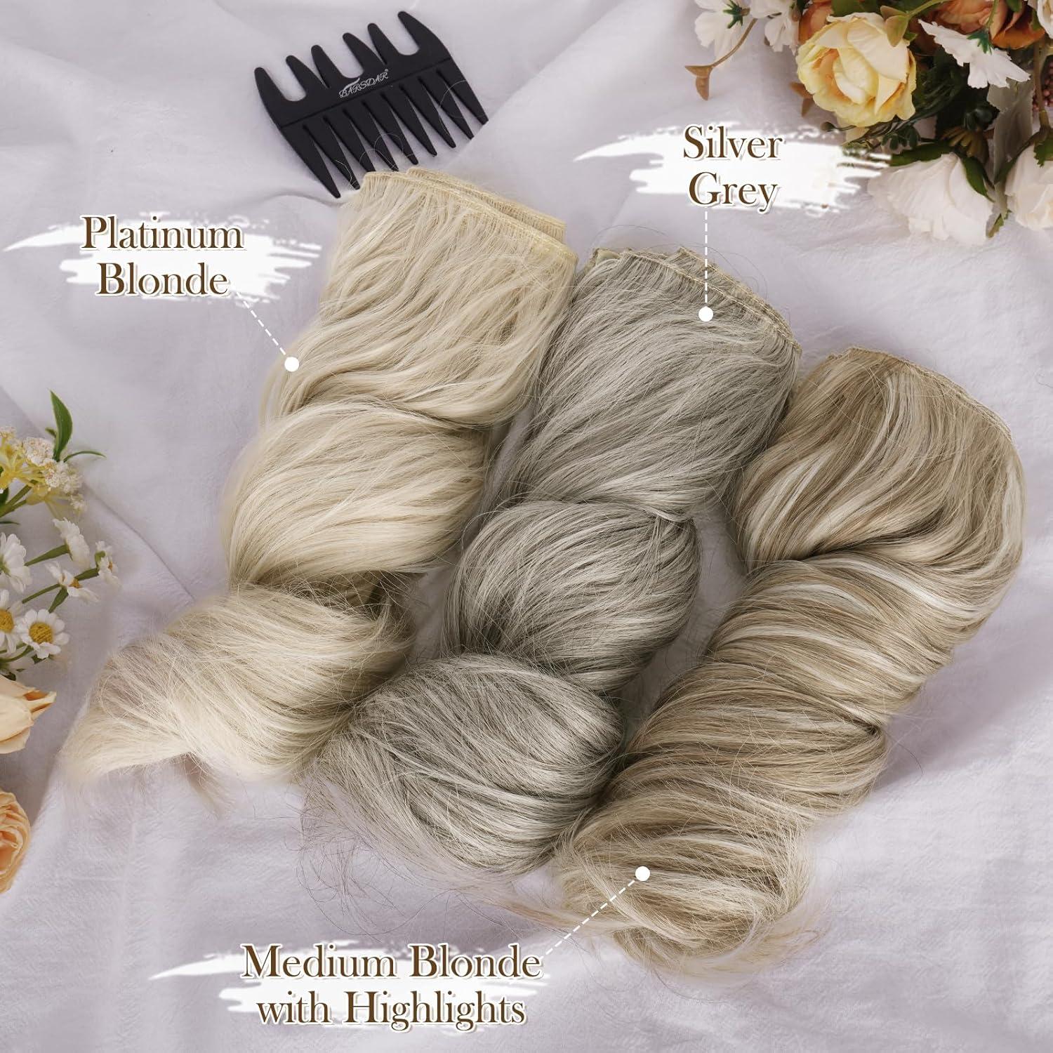 Kurze Wellige Clip-in Extensions 30cm Grau 6-teilig für Damen