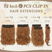 Kurze Wellige Auburn Clip in Extensions 30cm 6PCs - Dickes