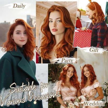 Kurze Wellige Auburn Clip in Extensions 30cm 6PCs - Natürliches