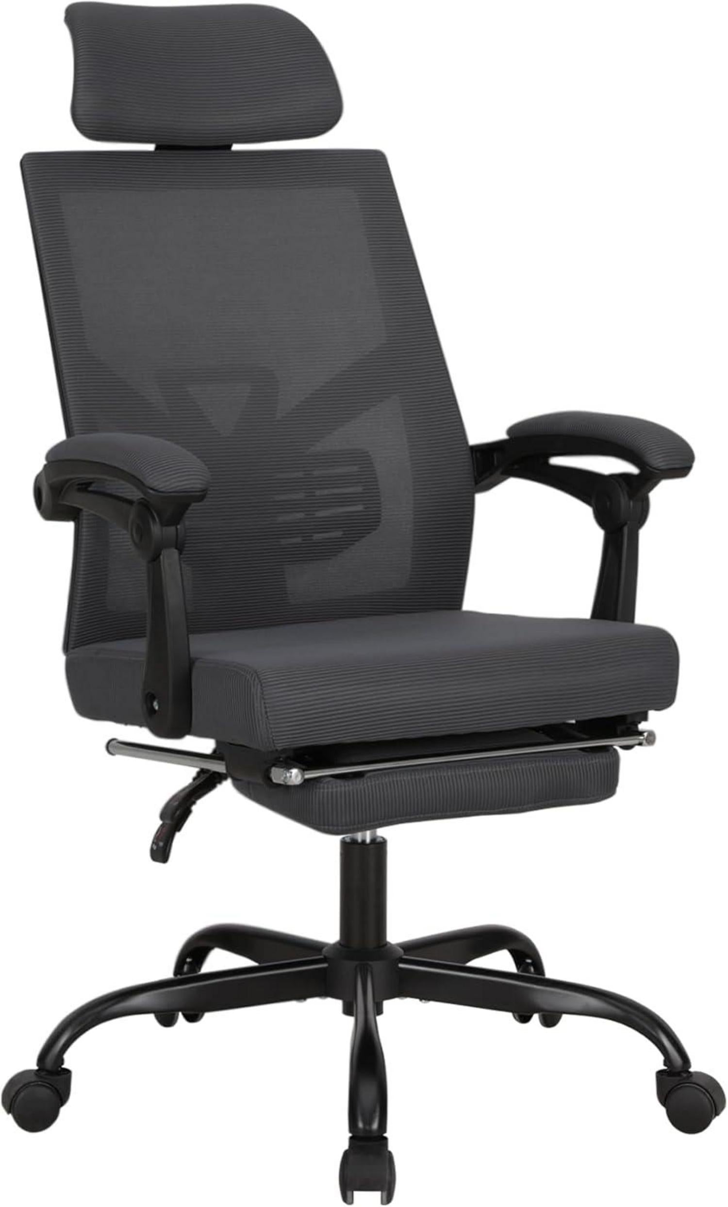 Ergonomischer Mesh Bürostuhl mit Fußstütze und verstellbarer