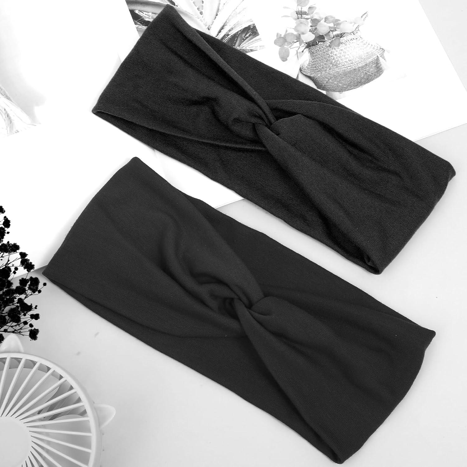 2er Set Schwarze Stirnbänder Damen Haaraccessoires Yoga Turban