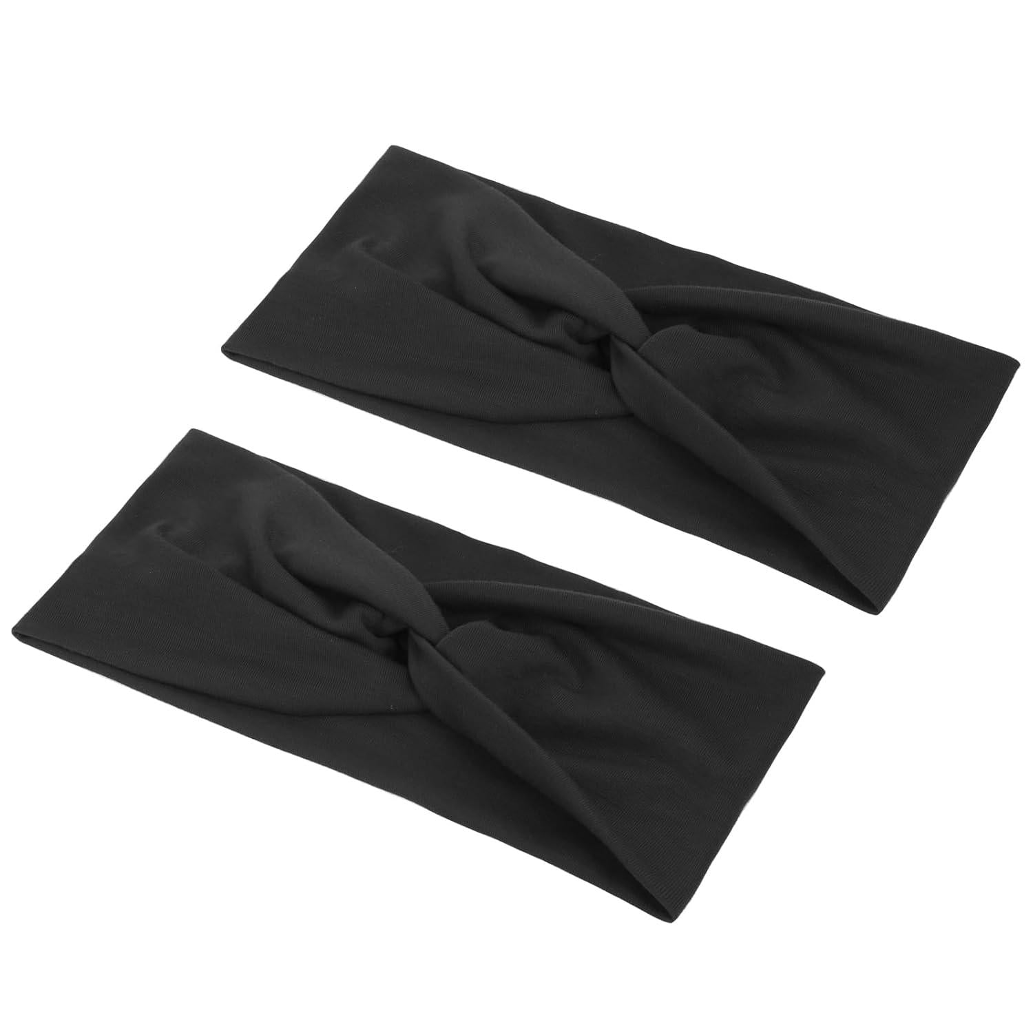 2er Pack Schwarze Breite Elastische Stirnbänder Damen Yoga Haaraccessoires
