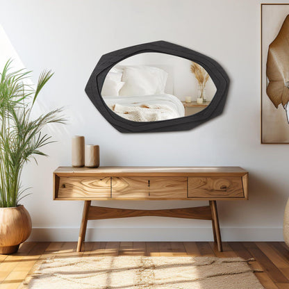 Großer Wandspiegel Schwarz Vintage Asymmetrisch 70x45 cm