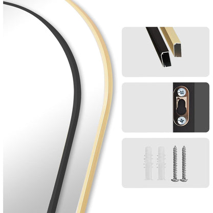 Gewölbter Ganzkörperspiegel 165x60cm – Stehspiegel Schwarz Gold