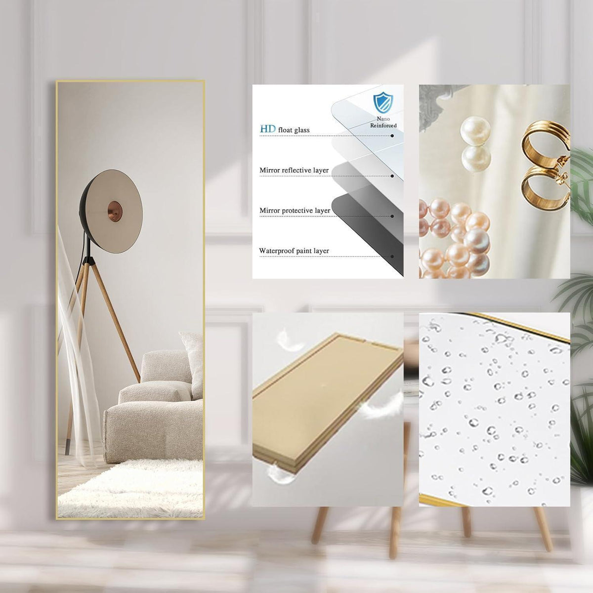 Ganzkörperspiegel 165x60cm – Stehspiegel für Schlafzimmer & Wohnzimmer