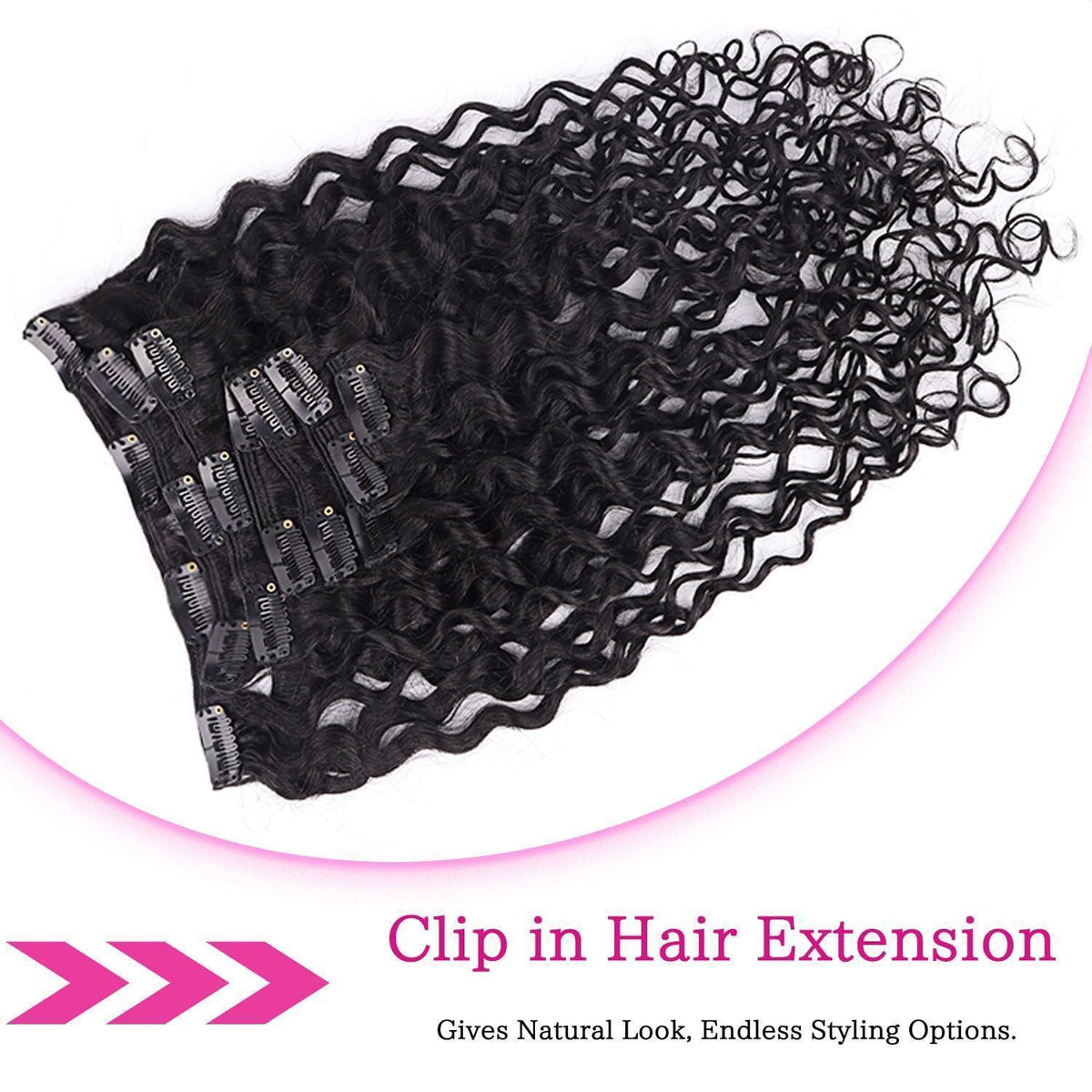 Kinky Curly Clip-in Haarverlängerung Echthaar 50cm Schwarz