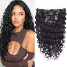 Deep Curly Echthaar Clip-Ins 55cm – Natürliches Schwarz