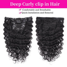 Deep Curly Echthaar Clip-Ins 55cm – Natürliches Schwarz