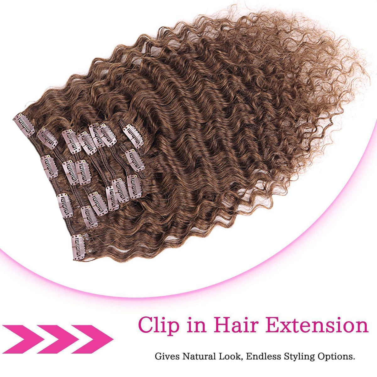 Deep Curly Echthaar Clip-Ins Dunkelbraun 45cm Haarverlängerung