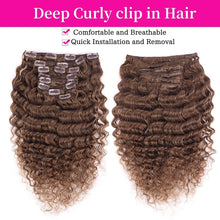 Deep Curly Echthaar Clip-Ins Dunkelbraun 50cm Haarverlängerung