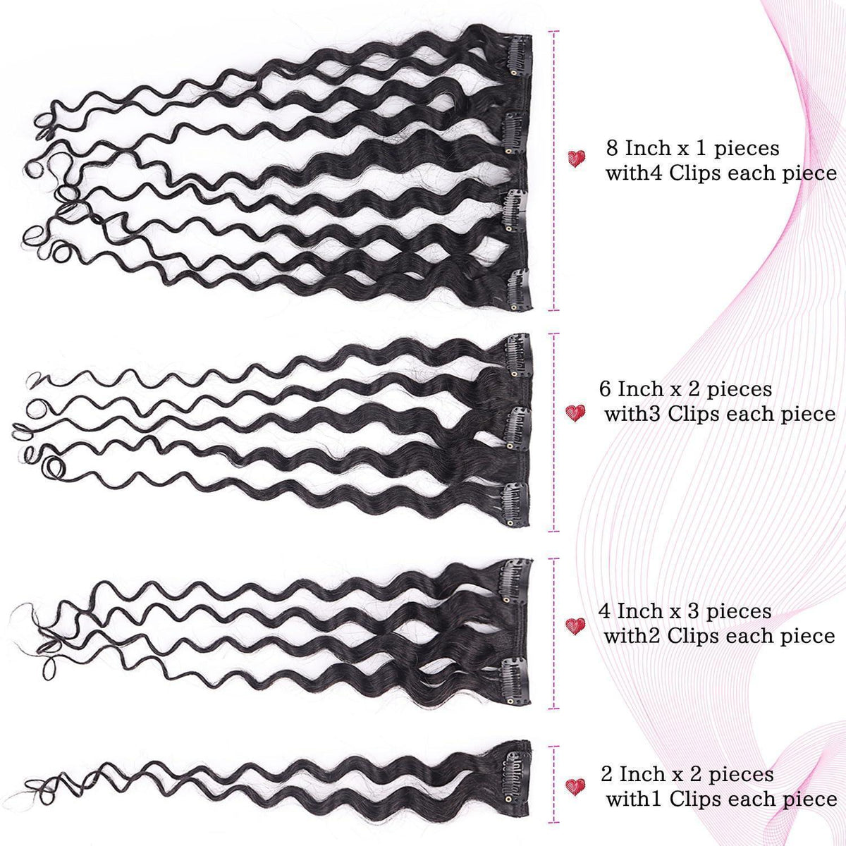 Kinky Curly Clip-in Haarverlängerung Echthaar 55cm Schwarz