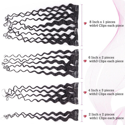 Kinky Curly Clip-in Haarverlängerung Echthaar 55cm Schwarz