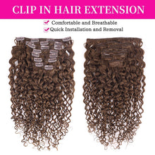 Kinky Curly Clip-in Haarverlängerung Echthaar Dunkelbraun 45cm