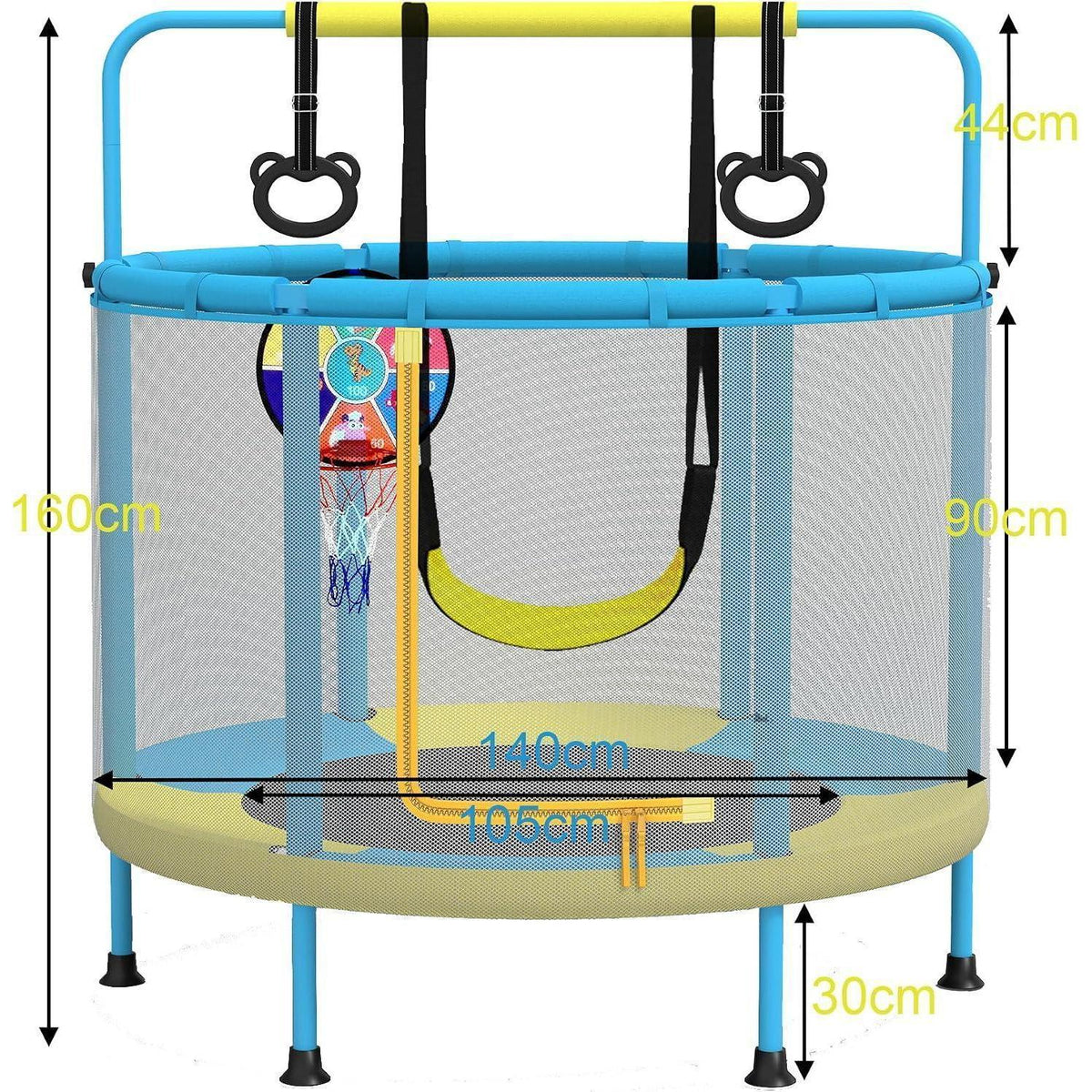 PILIN 4in1 Kindertrampolin mit Zubehör – Gartentrampolin 140cm
