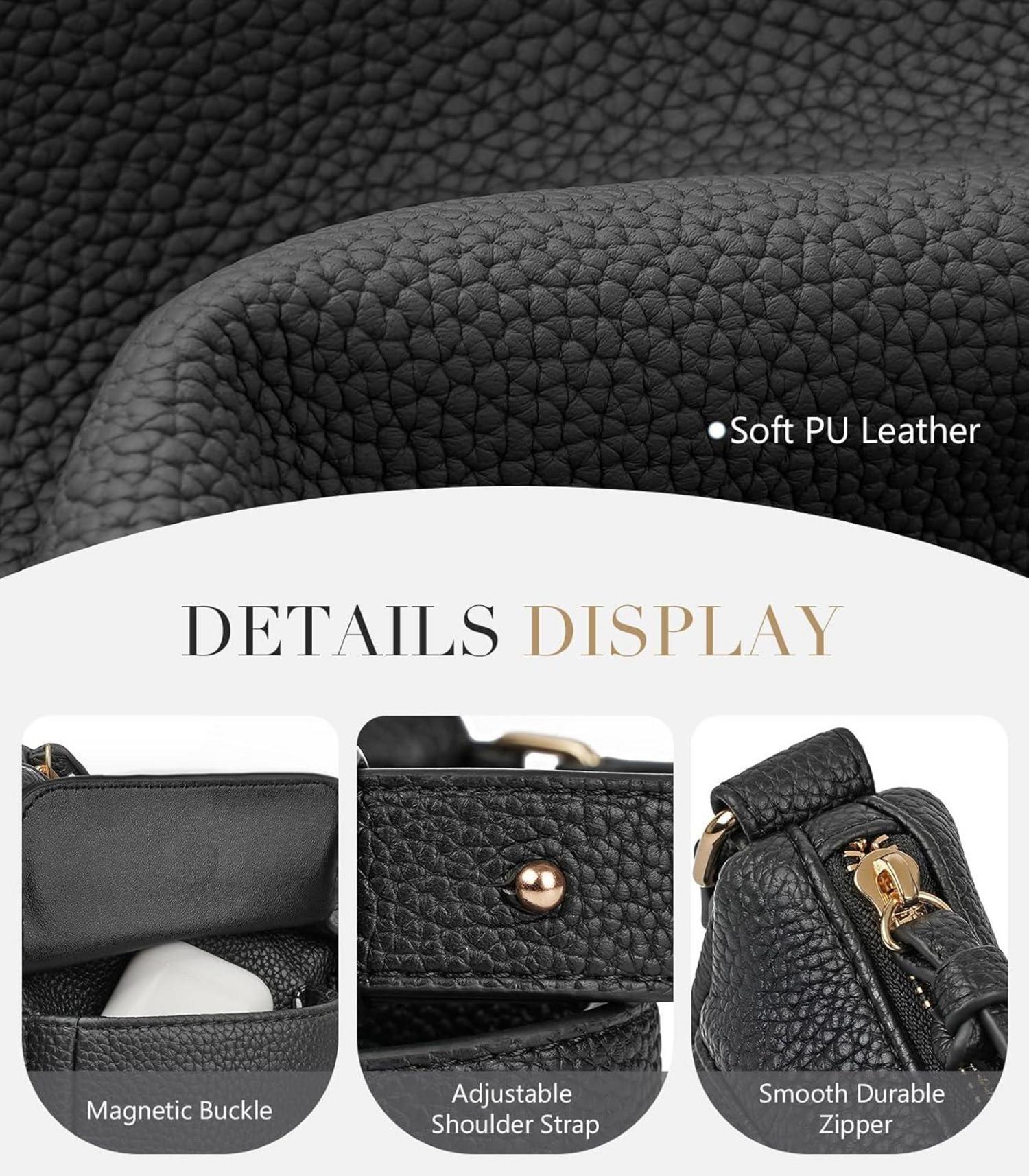 Damen Umhängetasche Crossbody Leder Handtasche Schultertasche Klein für Arbeit Einkauf Reise