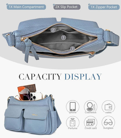 Umhängetasche Damen Leder Crossbody Bag Schultertasche Klein