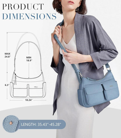Damen Umhängetasche Leder Crossbody Bag Schultertasche 26x16x7,5cm